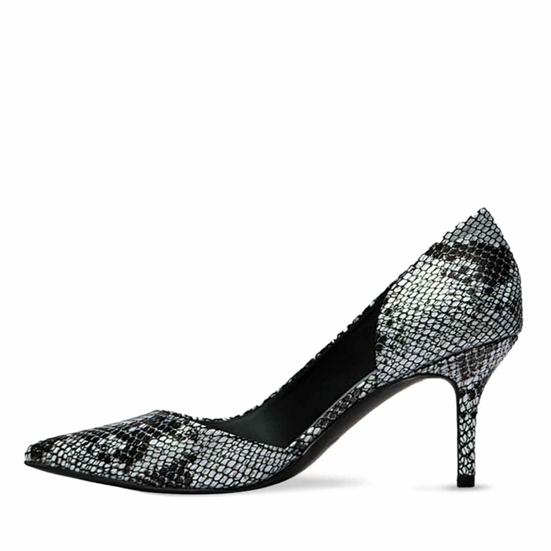 Saint Layla Silver Black Snake Print Leather Pumps - Image 3