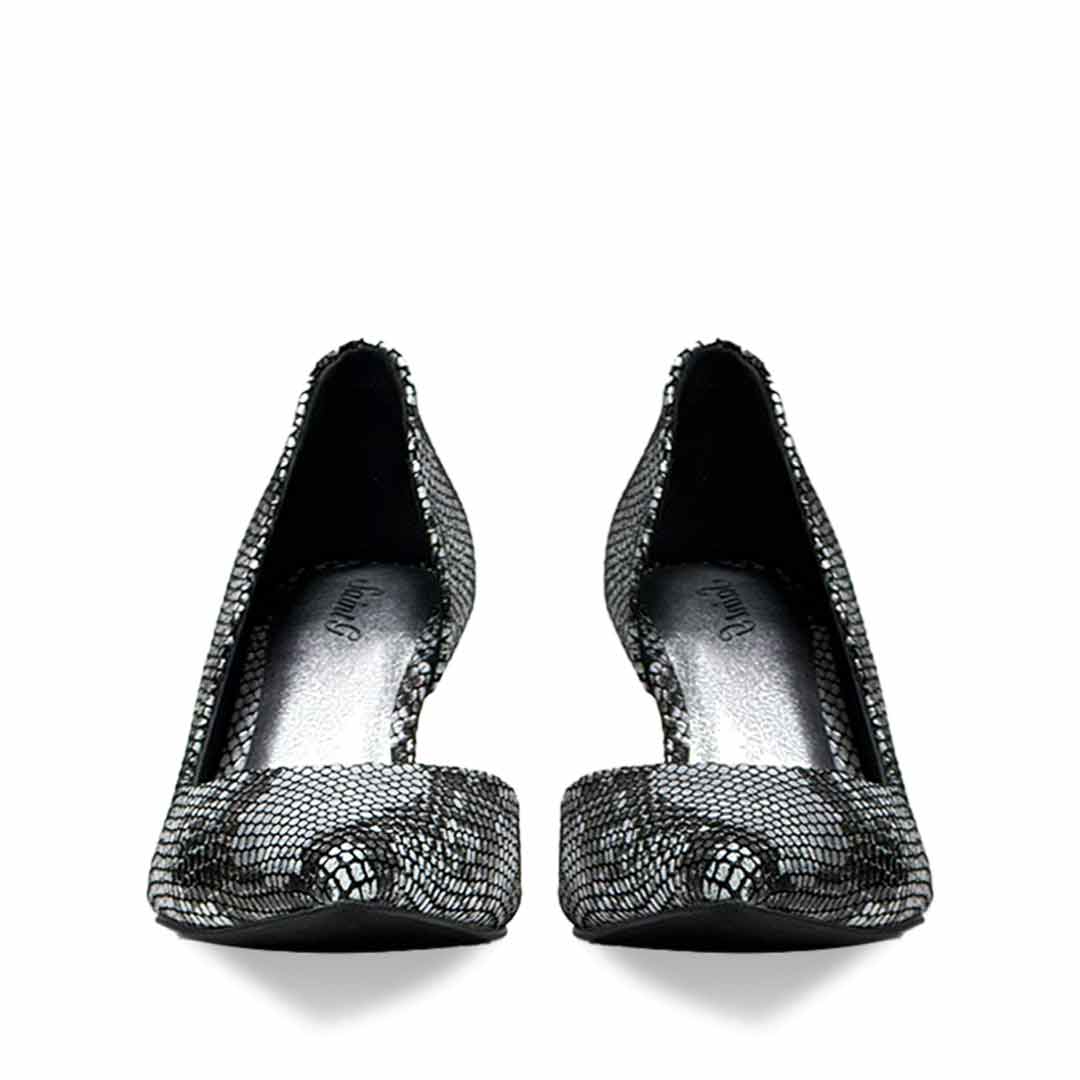 Saint Layla Silver Black Snake Print Leather Pumps - Image 4