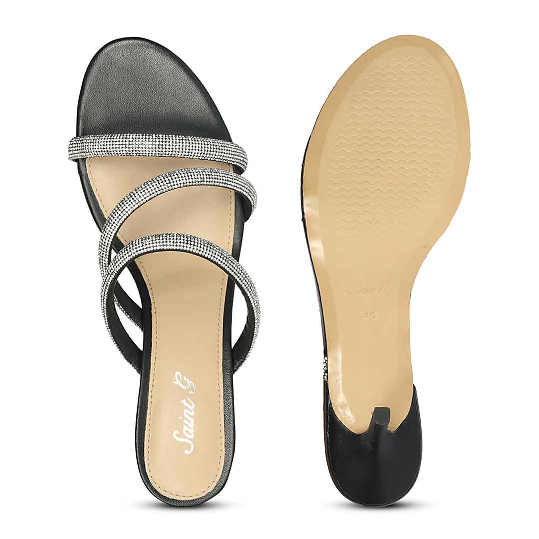 Saint Layla Silver Crystal Cord Black Leather Stilettos - Image 8