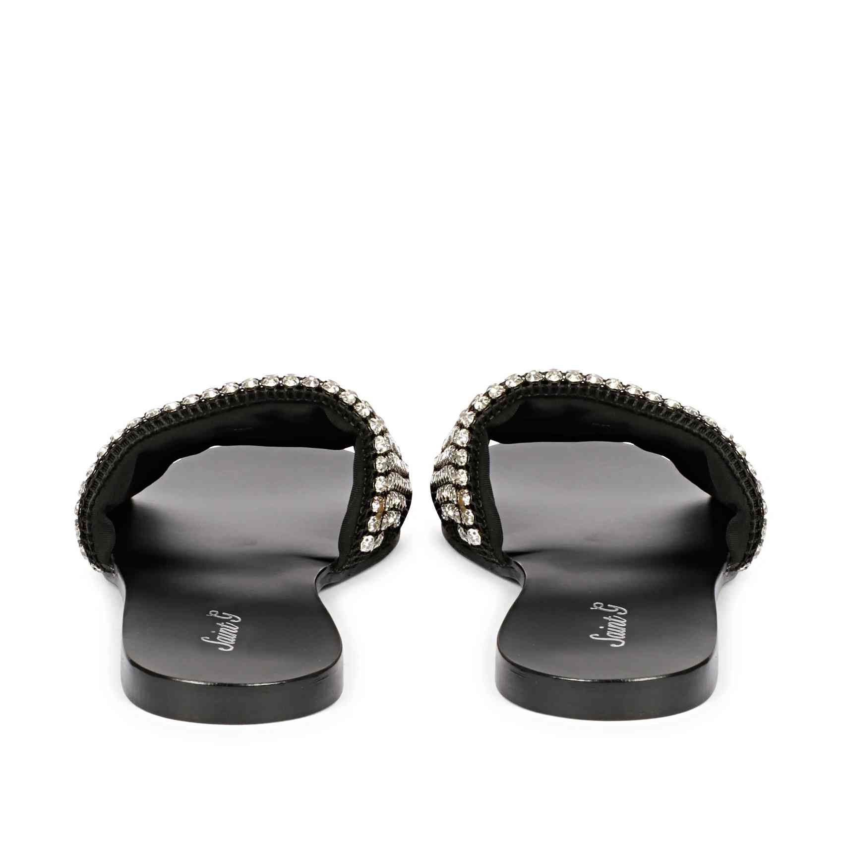 Saint Layla Black Leather Flat Sandal - Image 5