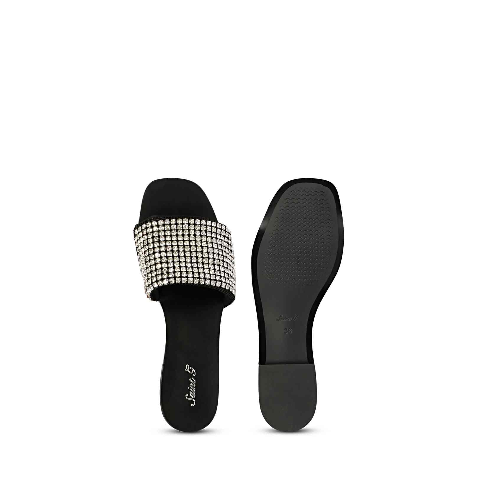 Saint Layla Black Leather Flat Sandal - Image 7