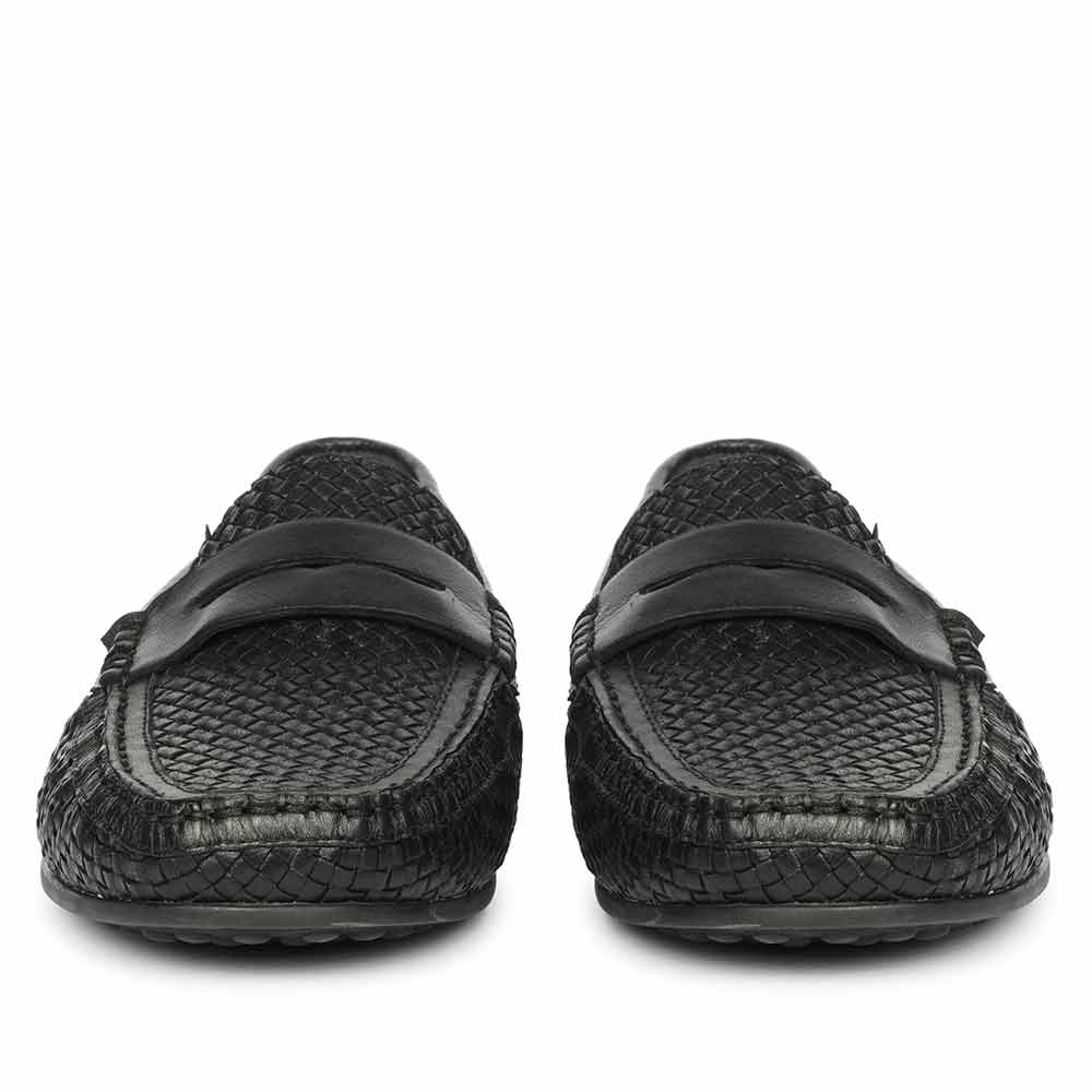 Saint Lennox Handwoven Black Leather Saddle Loafers - Image 4