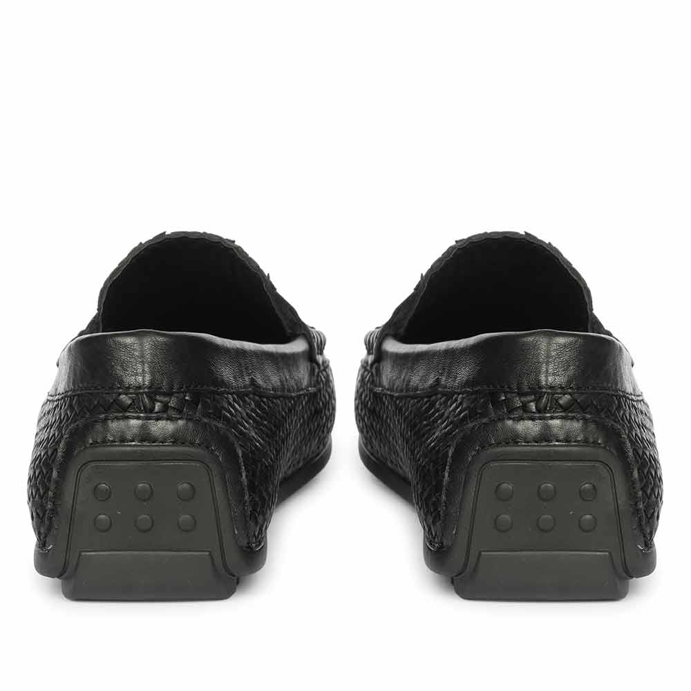 Saint Lennox Handwoven Black Leather Saddle Loafers - Image 5