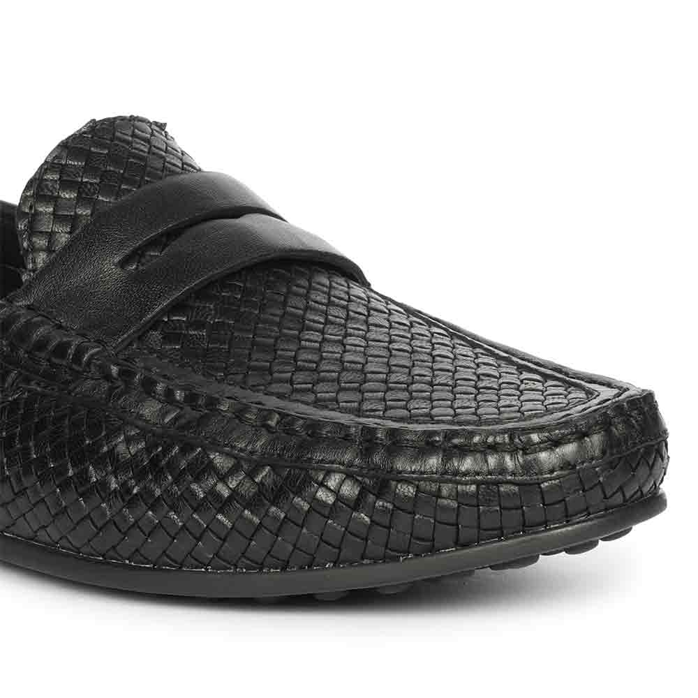 Saint Lennox Handwoven Black Leather Saddle Loafers - Image 7