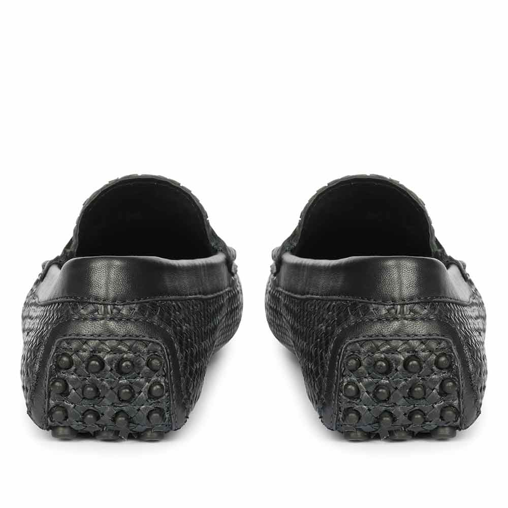 Saint Lennox Navy Handwoven Leather Saddle Loafers - Image 5