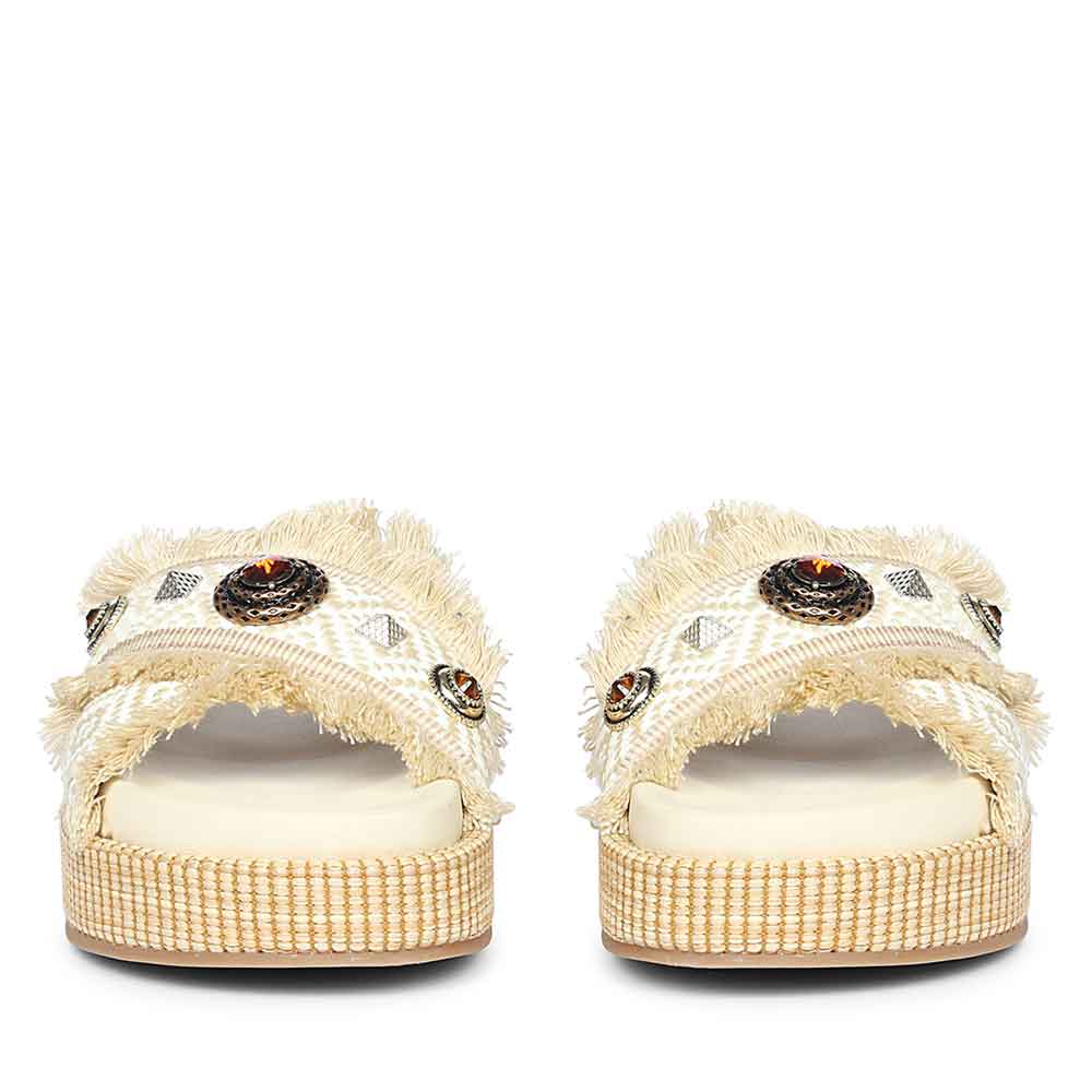 Saint Lenora Raffia Fringe Leather Platform Sandals - Image 5