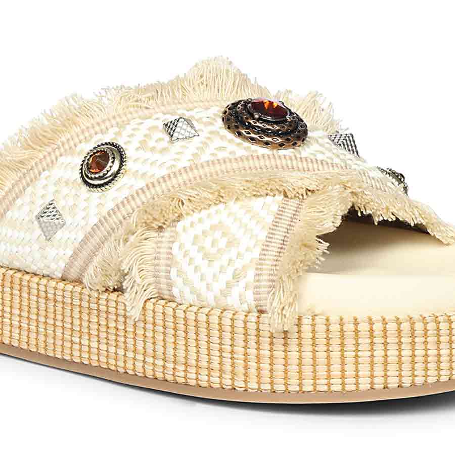 Saint Lenora Raffia Fringe Leather Platform Sandals - Image 7