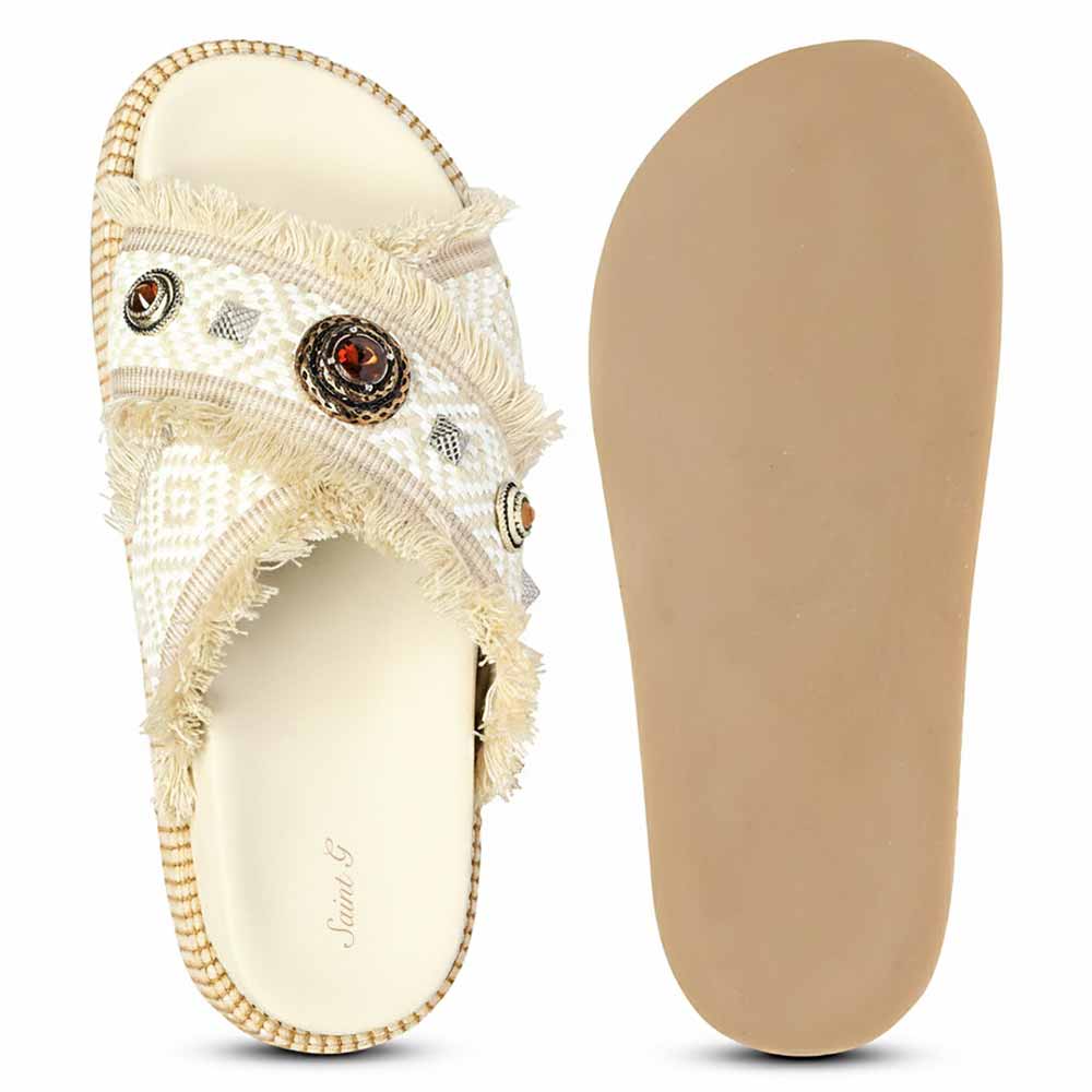 Saint Lenora Raffia Fringe Leather Platform Sandals - Image 8