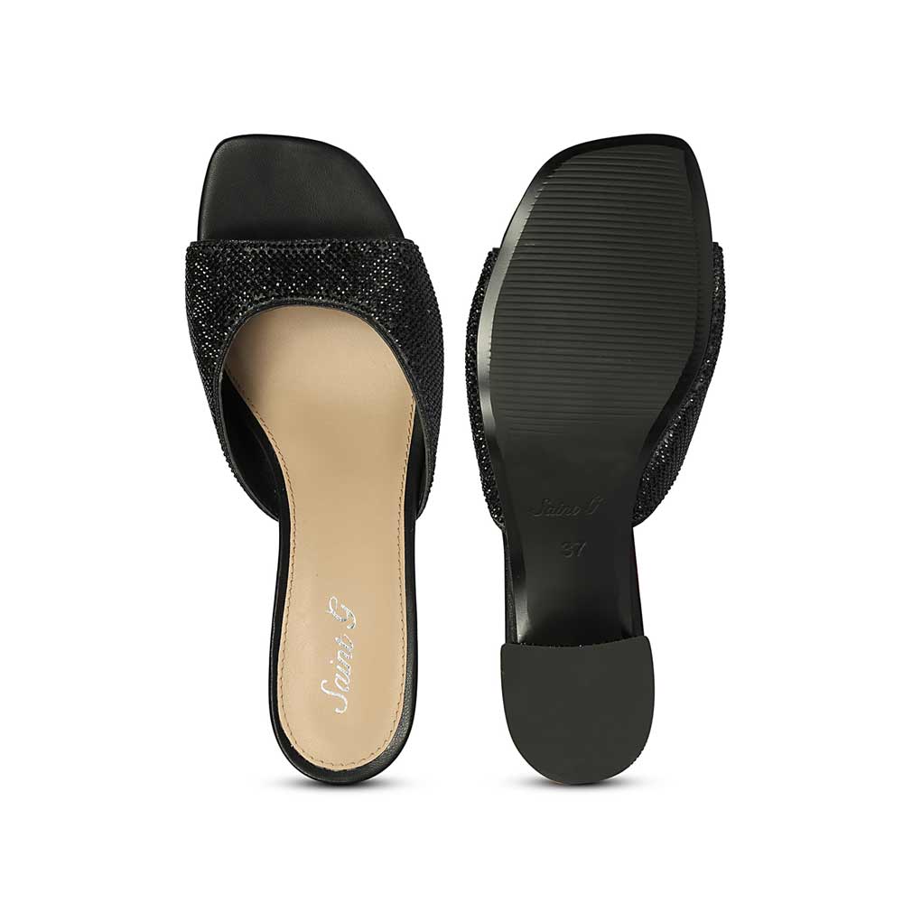 Saint Leslie Black Crystal Heels - Image 6