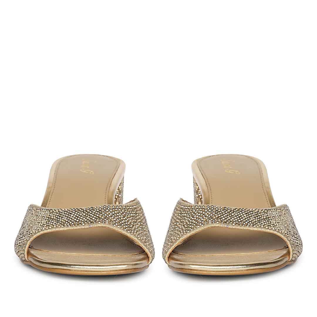 Saint Leslie Gold Crystal Heels - Image 5