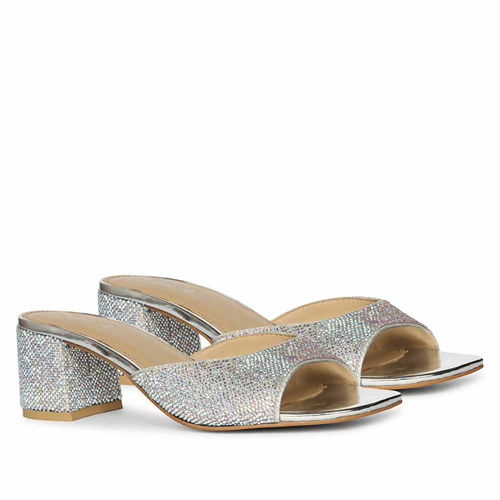 Saint Leslie Multi Crystal Silver Heels - Image 2