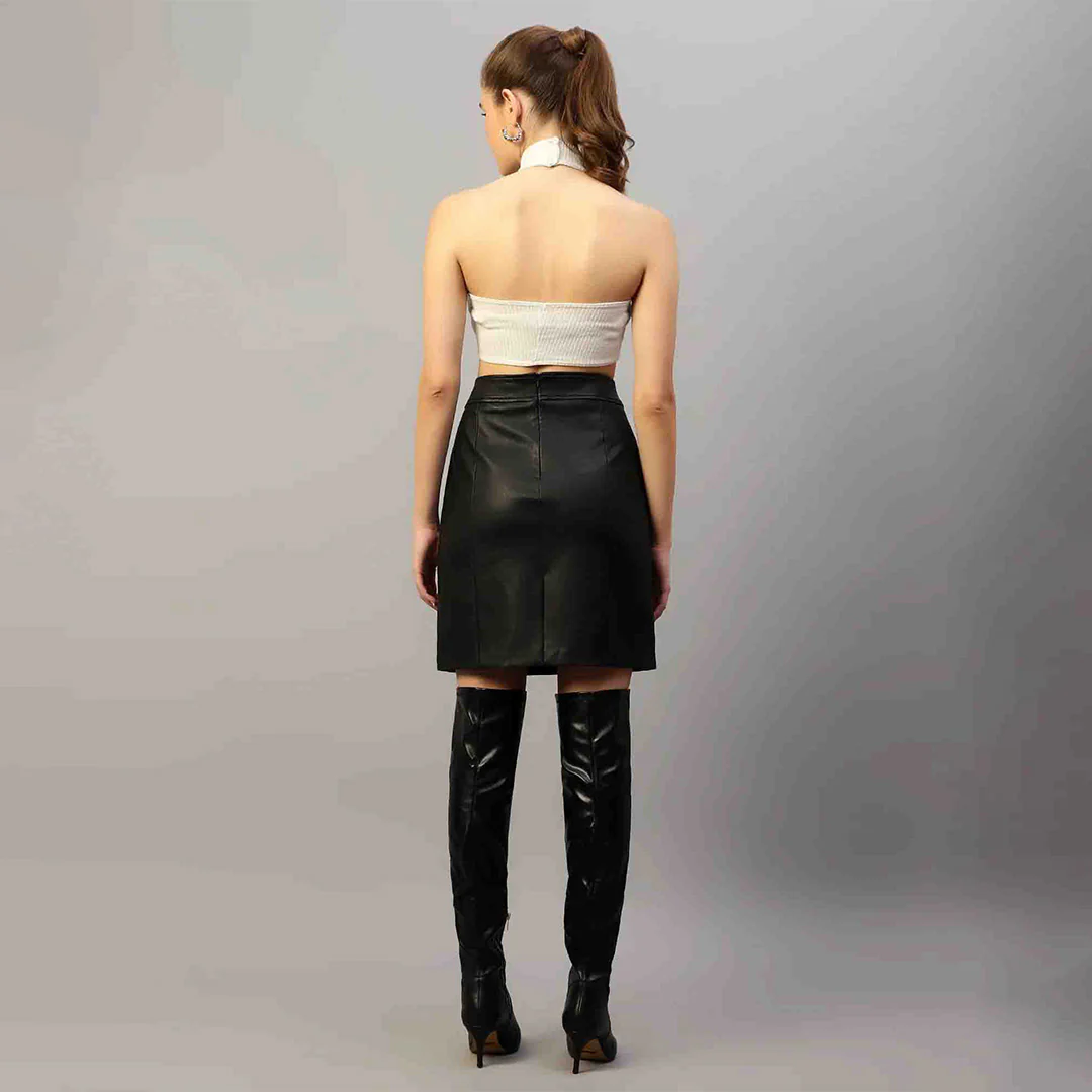 Saint Letitia Black Stretch Leather Skirt - Image 3