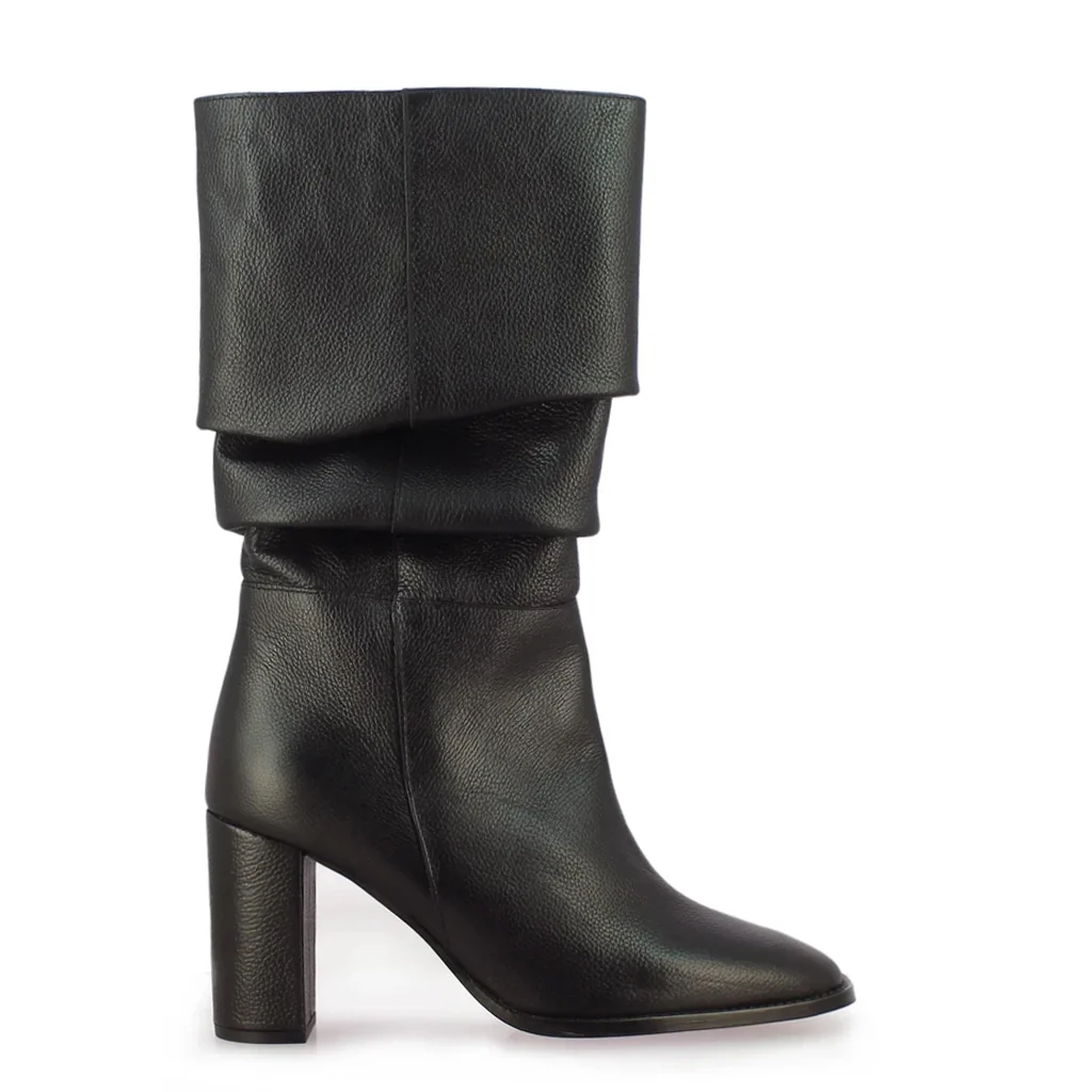 Saint Lia Black Leather Knee High Slouch Boots - Image 3