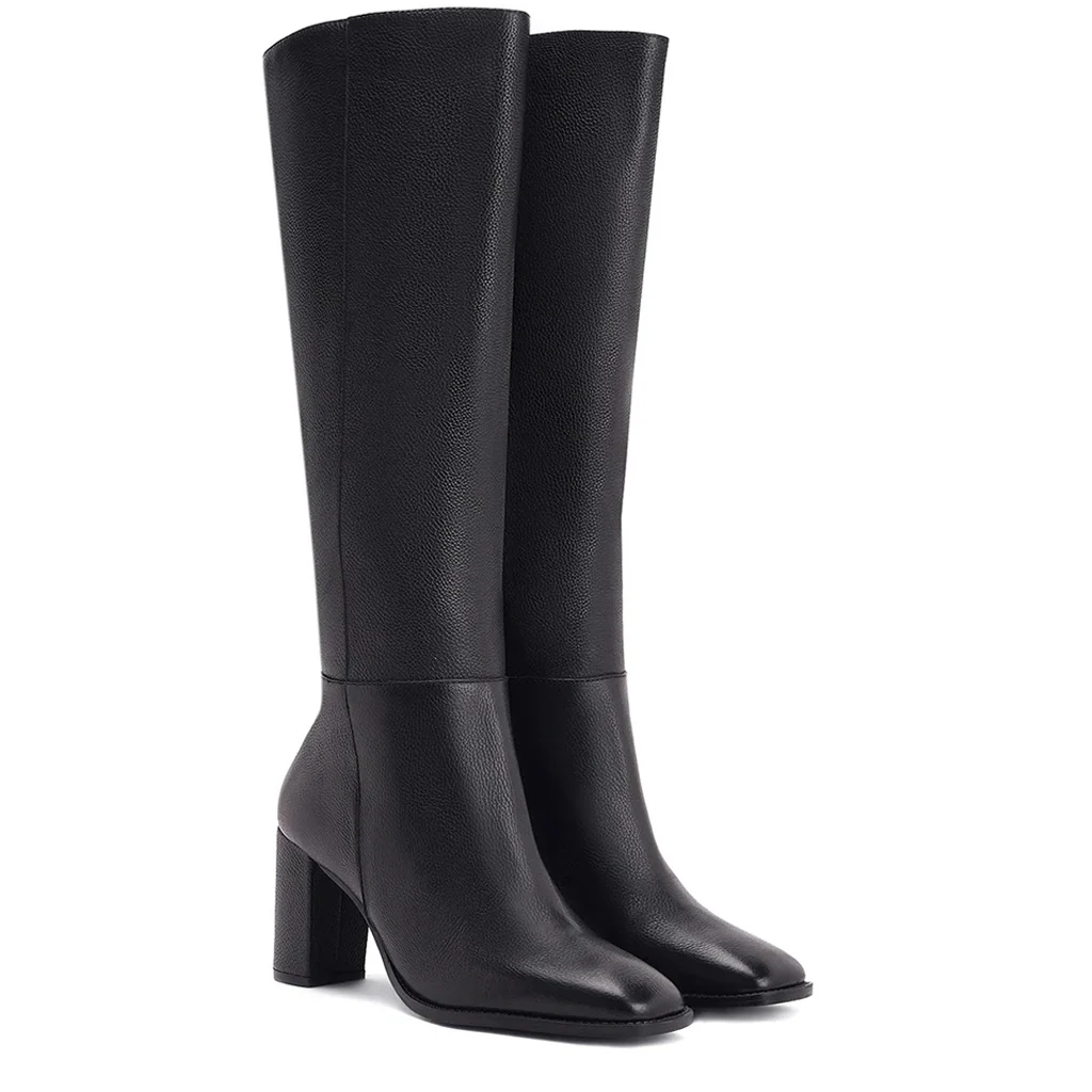Saint Lia Black Leather Knee High Slouch Boots - Image 4