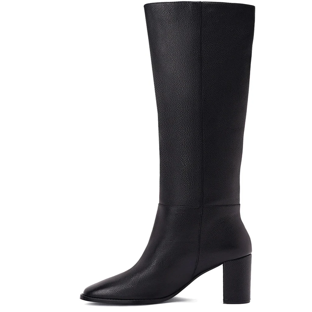 Saint Lia Black Leather Knee High Slouch Boots - Image 5