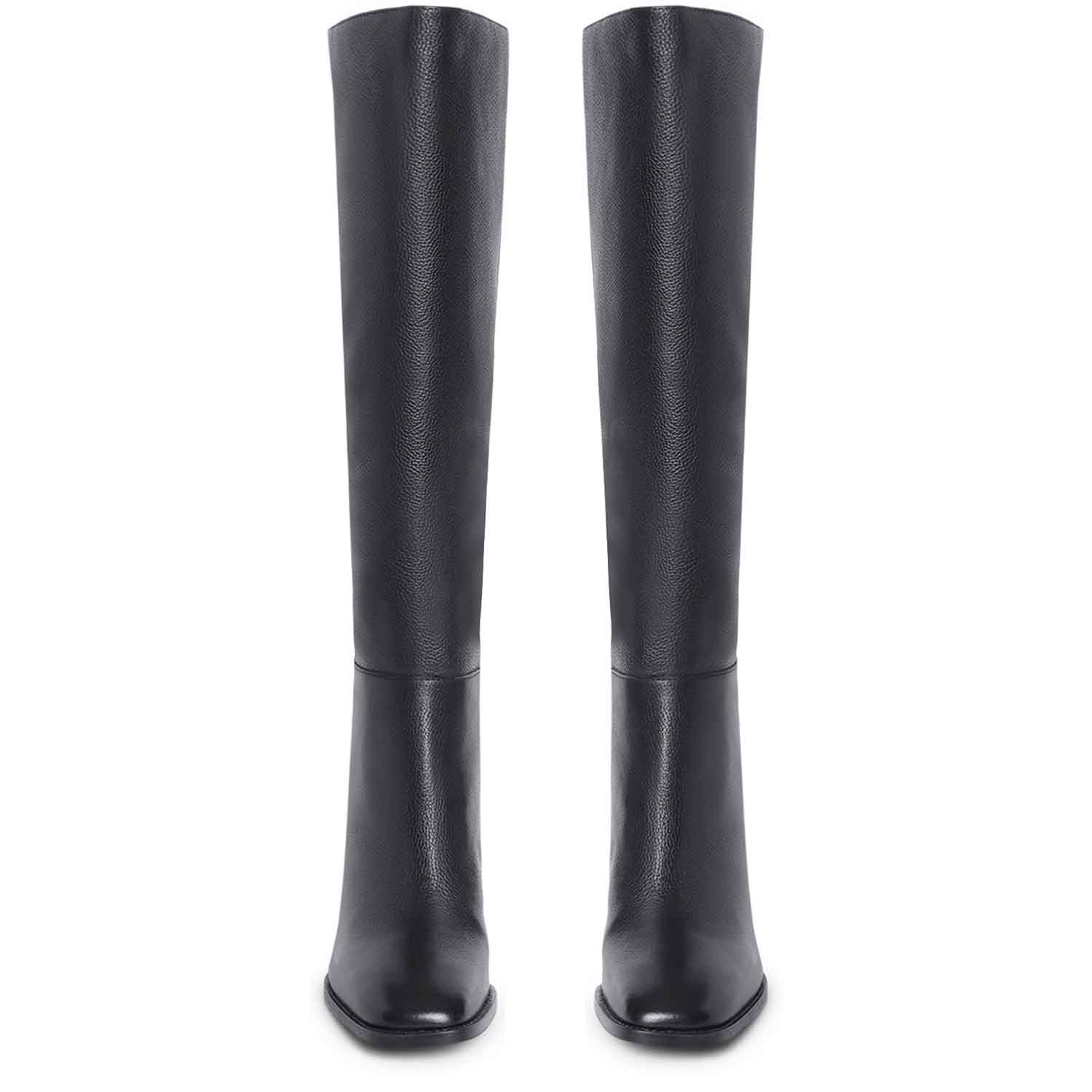 Saint Lia Black Leather Knee High Slouch Boots - Image 6