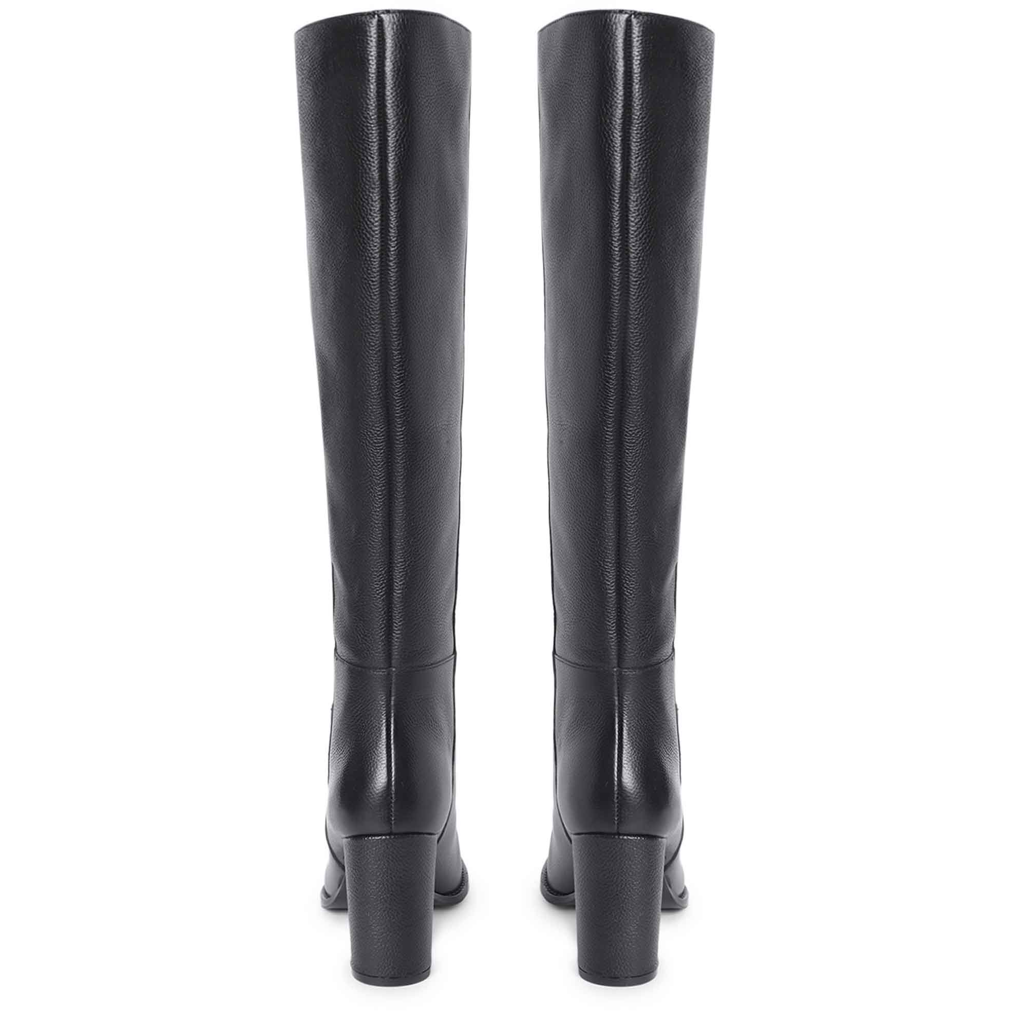 Saint Lia Black Leather Knee High Slouch Boots - Image 7