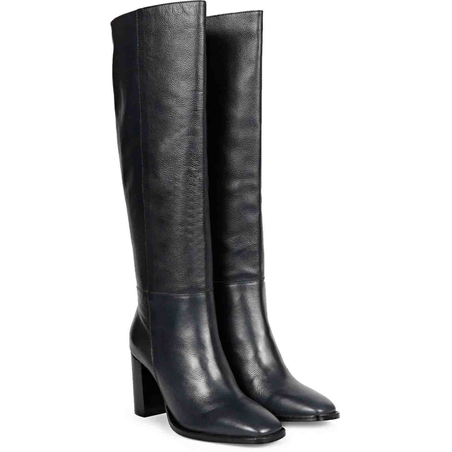Saint Lia Blue Leather Knee High Slouch Boots - Image 2