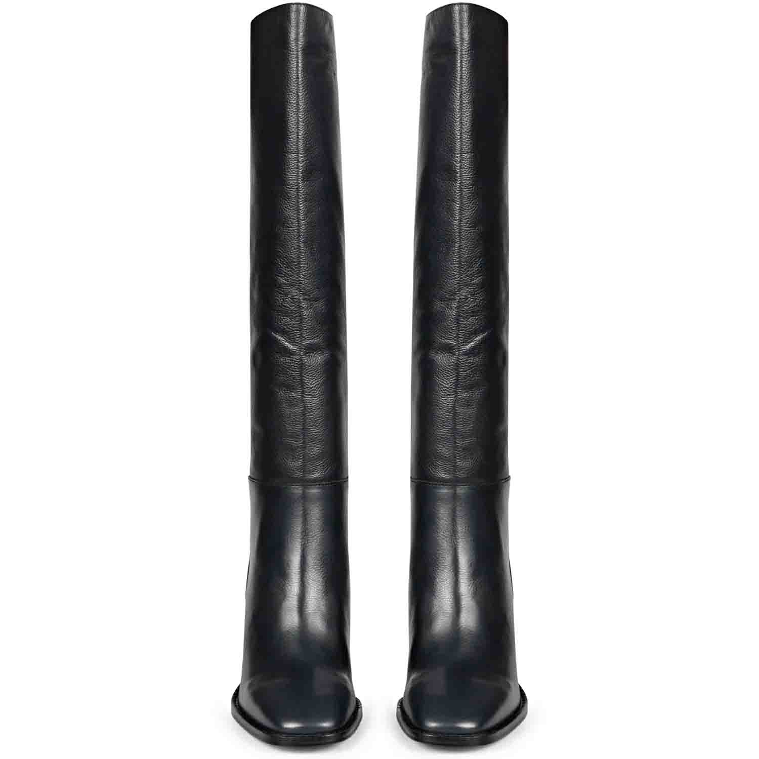 Saint Lia Blue Leather Knee High Slouch Boots - Image 3