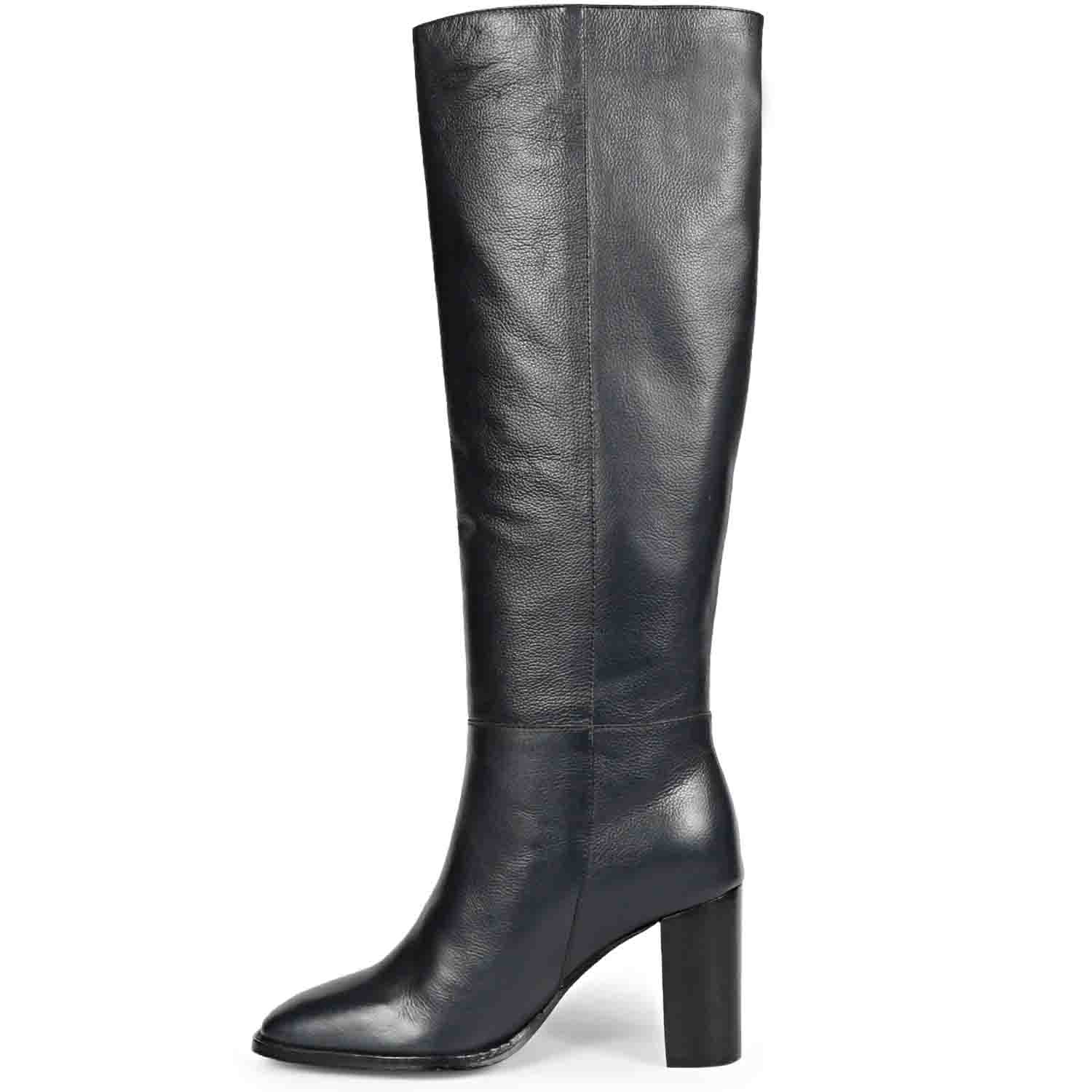Saint Lia Blue Leather Knee High Slouch Boots - Image 4