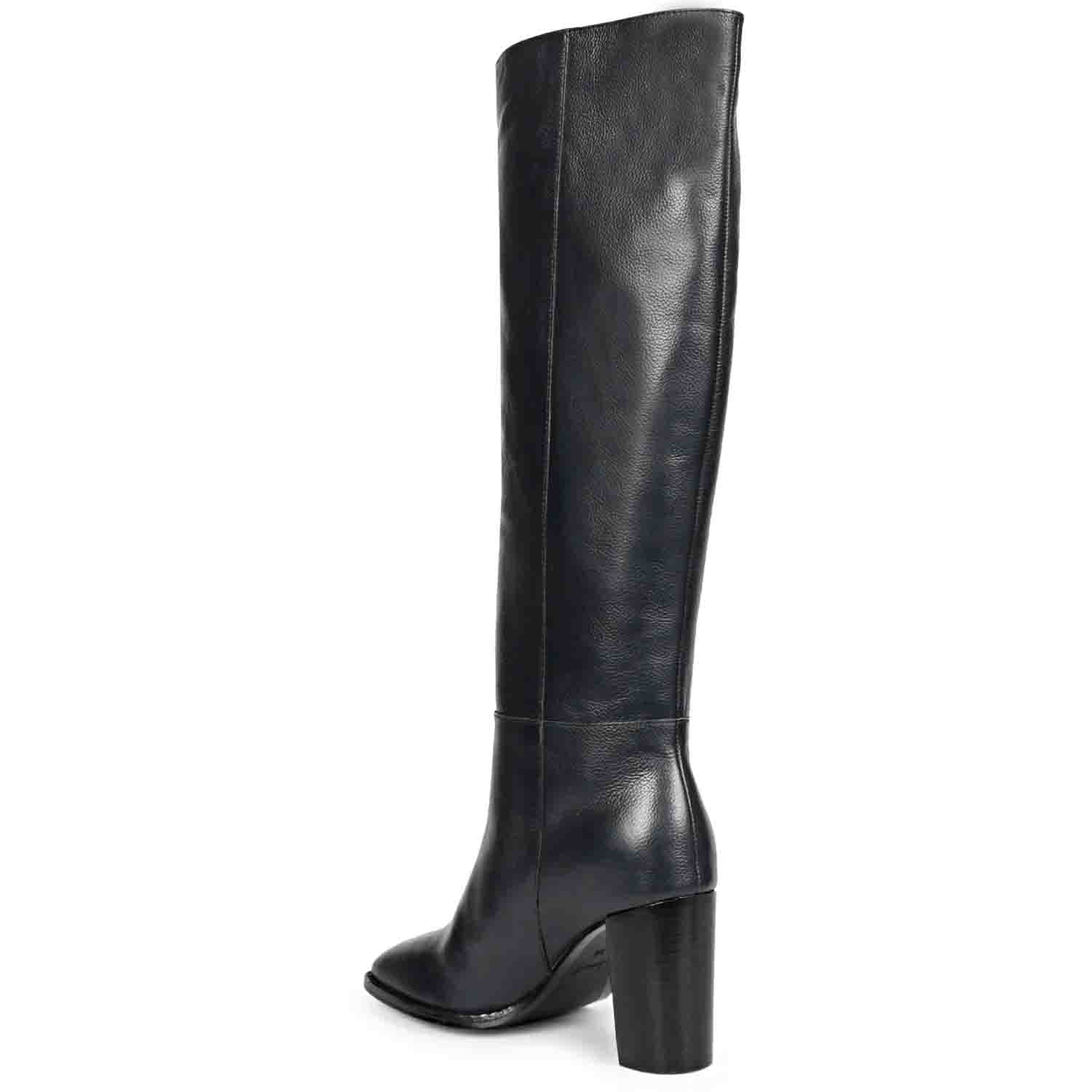 Saint Lia Blue Leather Knee High Slouch Boots - Image 7