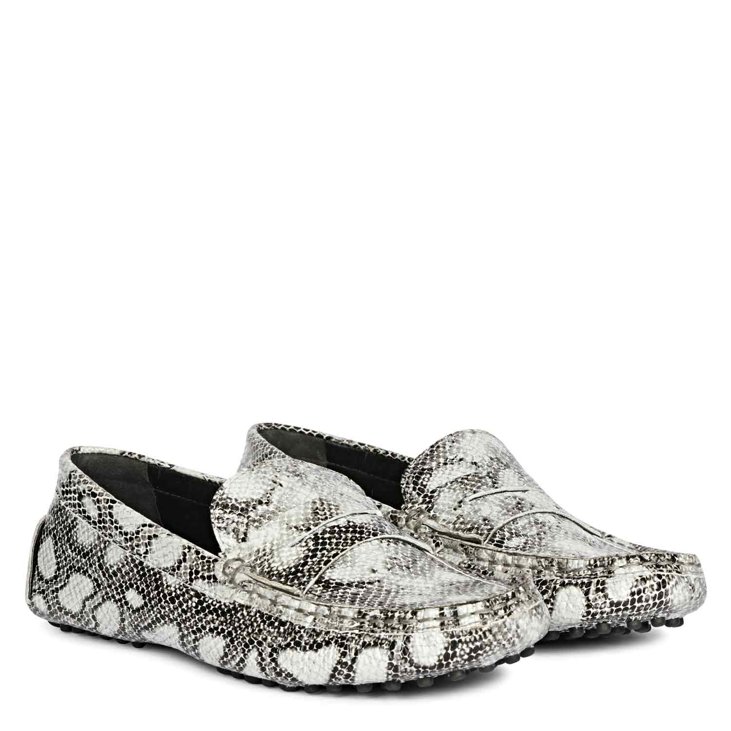 Saint Liana Black & Grey Woven Leather Loafers - Image 2