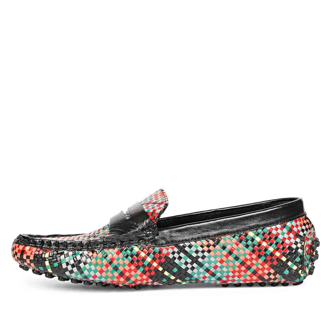 Saint Liana Multi Black Woven Leather Loafers - Image 3