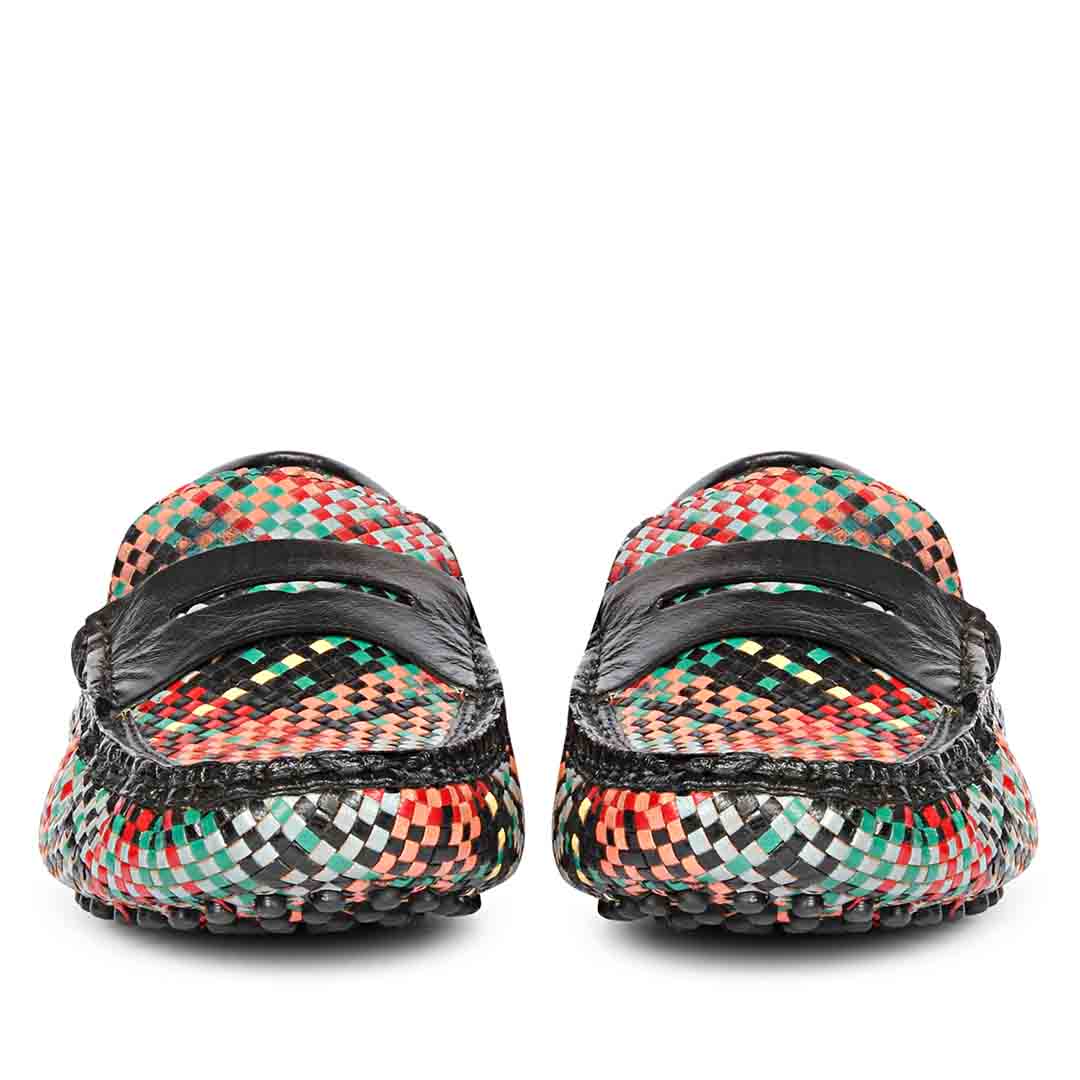 Saint Liana Multi Black Woven Leather Loafers - Image 4