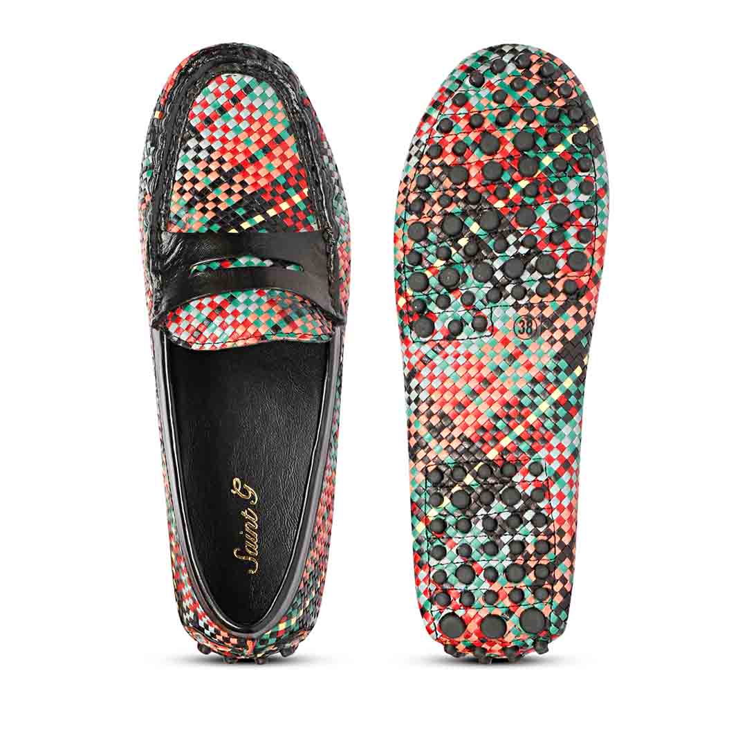 Saint Liana Multi Black Woven Leather Loafers - Image 6