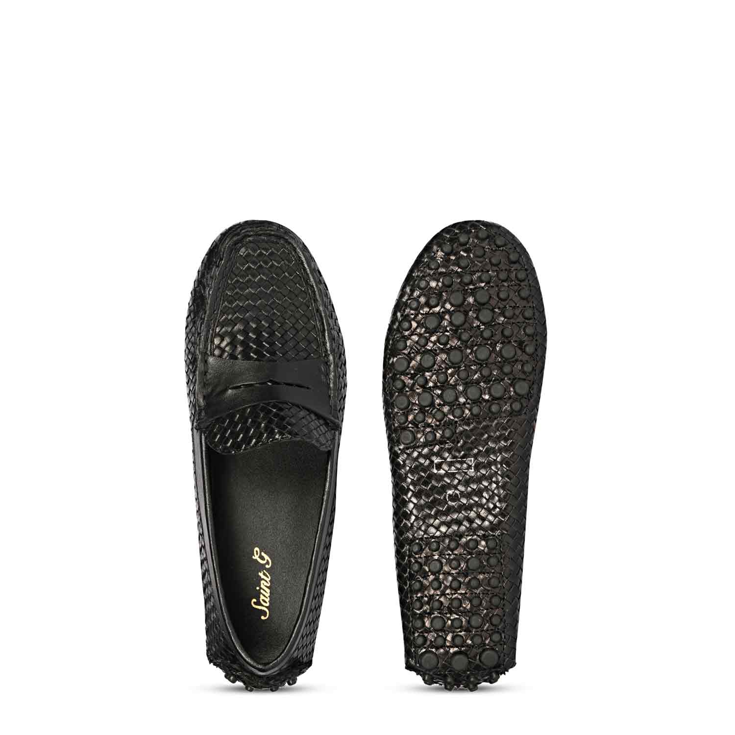 Saint Liana Black Woven Leather Loafers - Image 8