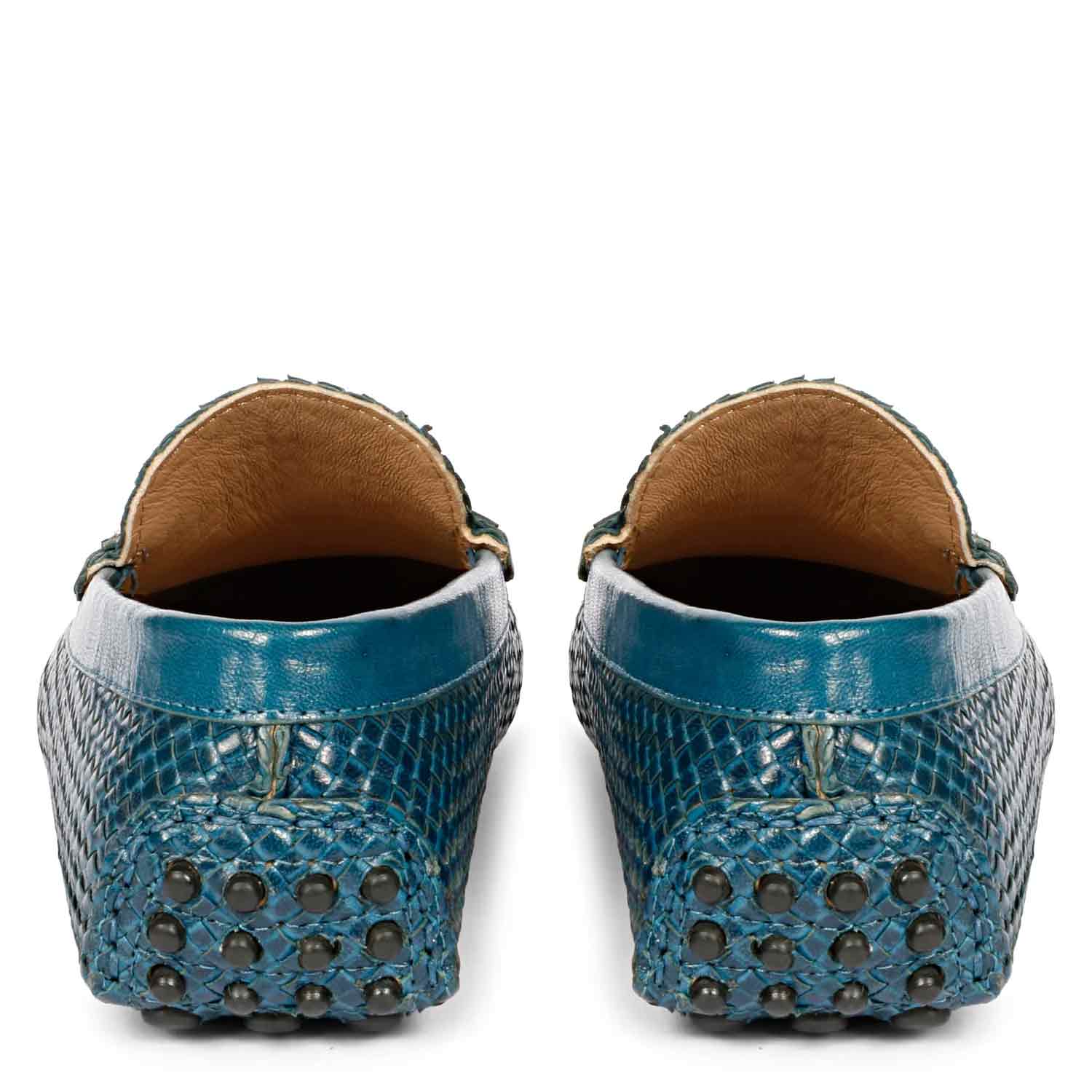 Saint Liana Blue Woven Leather Loafers - Image 5