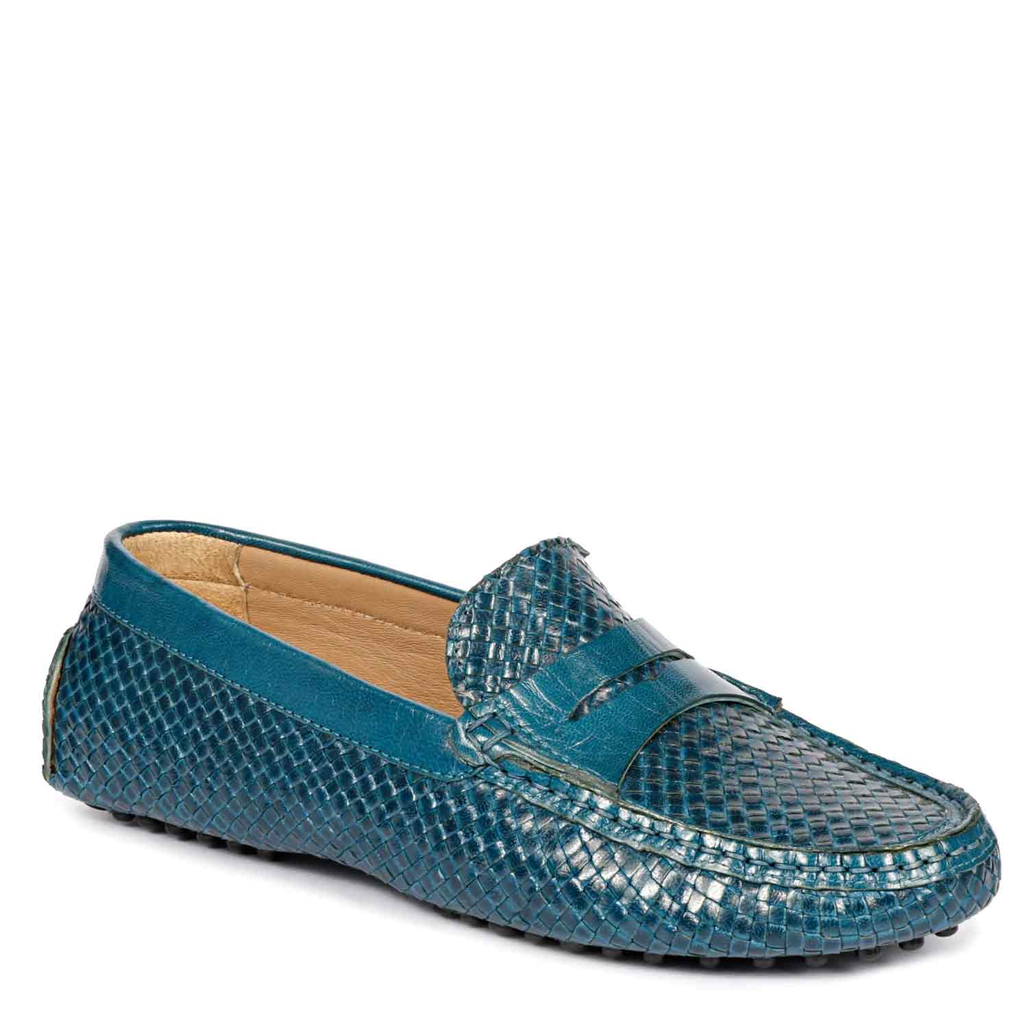 Saint Liana Blue Woven Leather Loafers - Image 6
