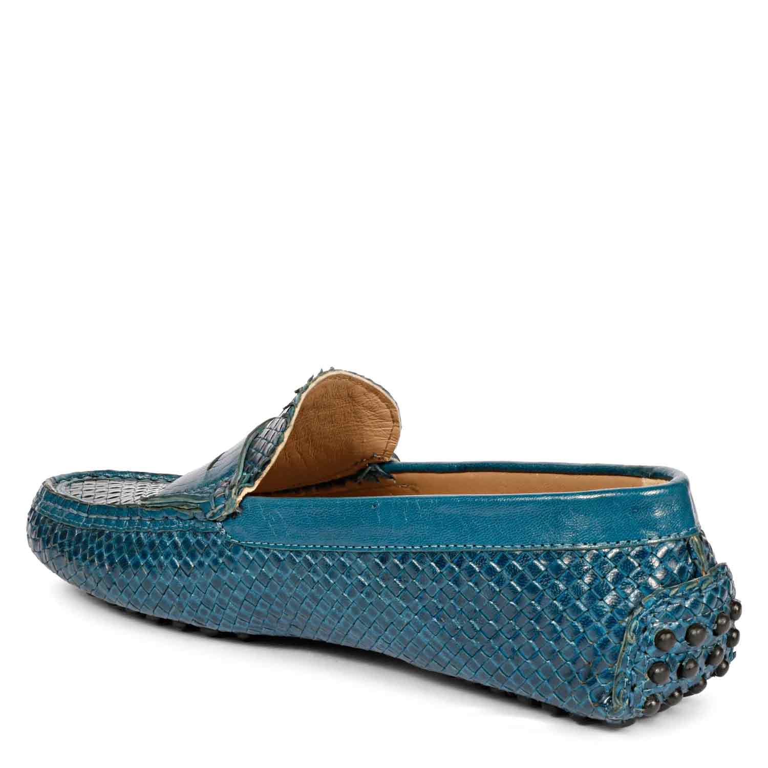 Saint Liana Blue Woven Leather Loafers - Image 7
