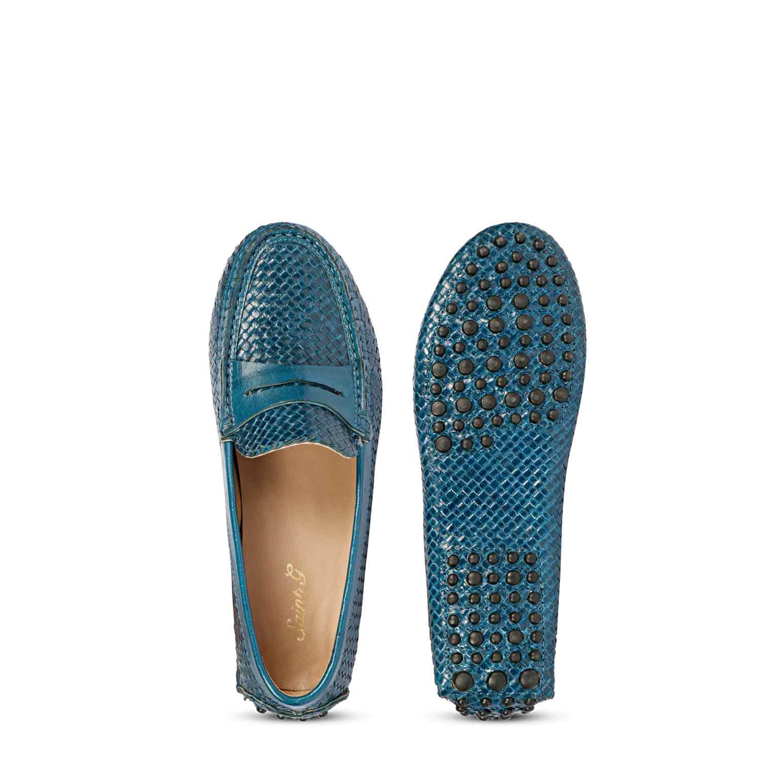 Saint Liana Blue Woven Leather Loafers - Image 8
