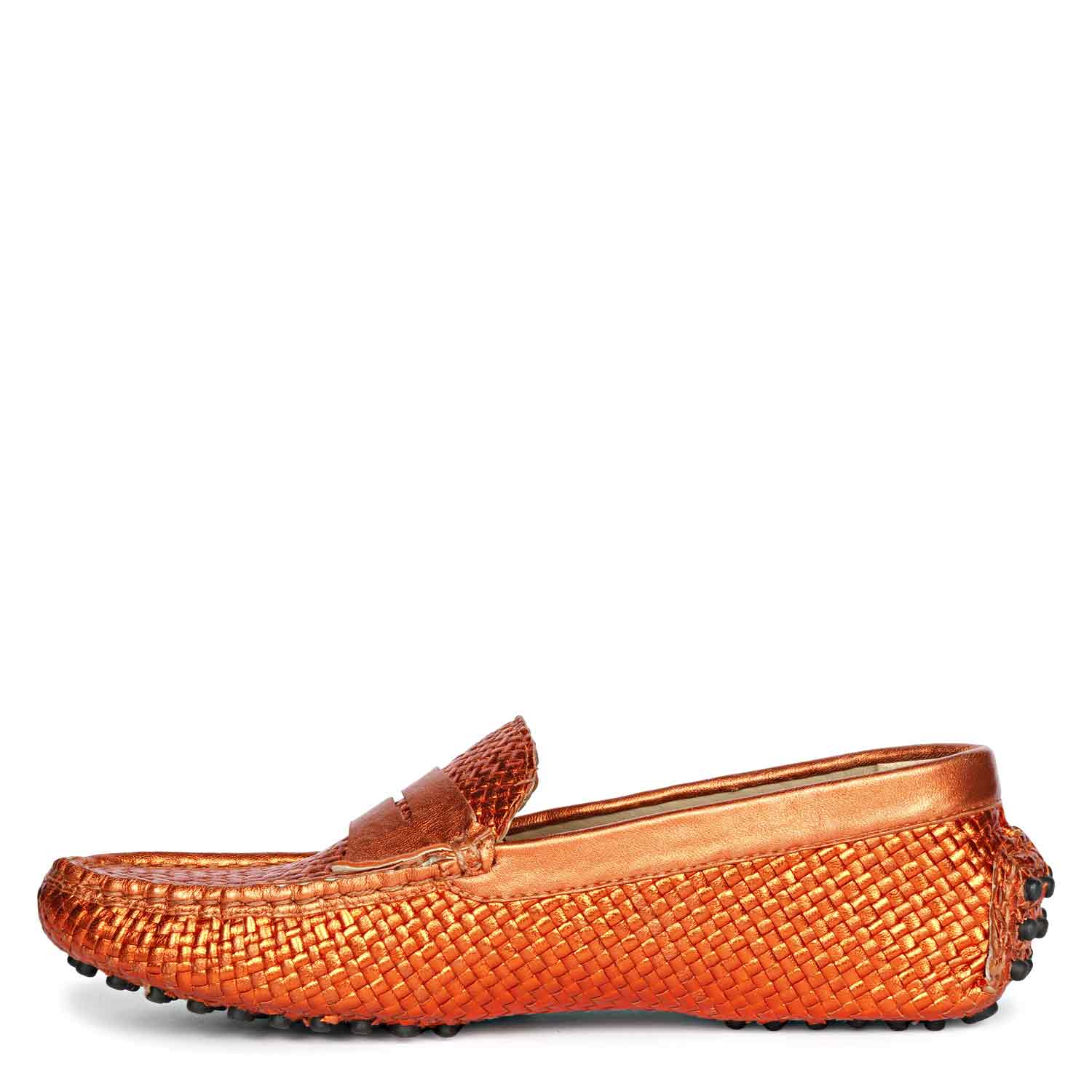 Saint Liana Orange Woven Leather Loafers - Image 4