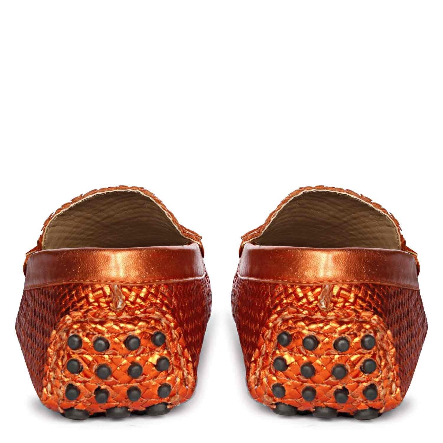 Saint Liana Orange Woven Leather Loafers - Image 5