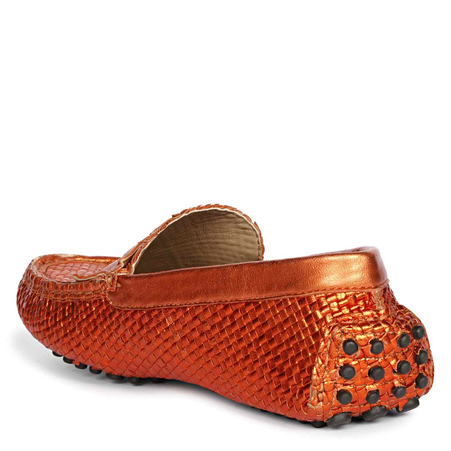 Saint Liana Orange Woven Leather Loafers - Image 6