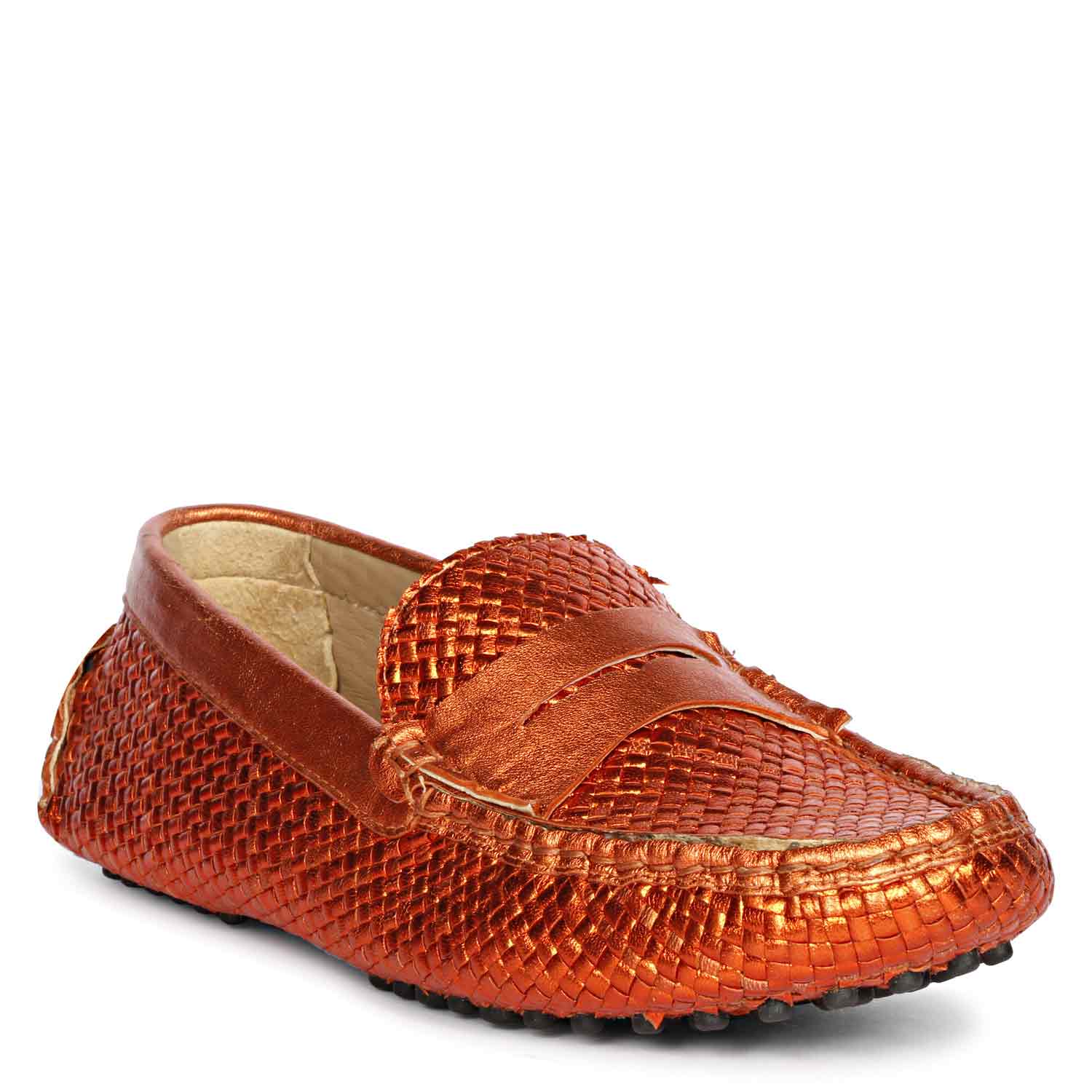 Saint Liana Orange Woven Leather Loafers - Image 7
