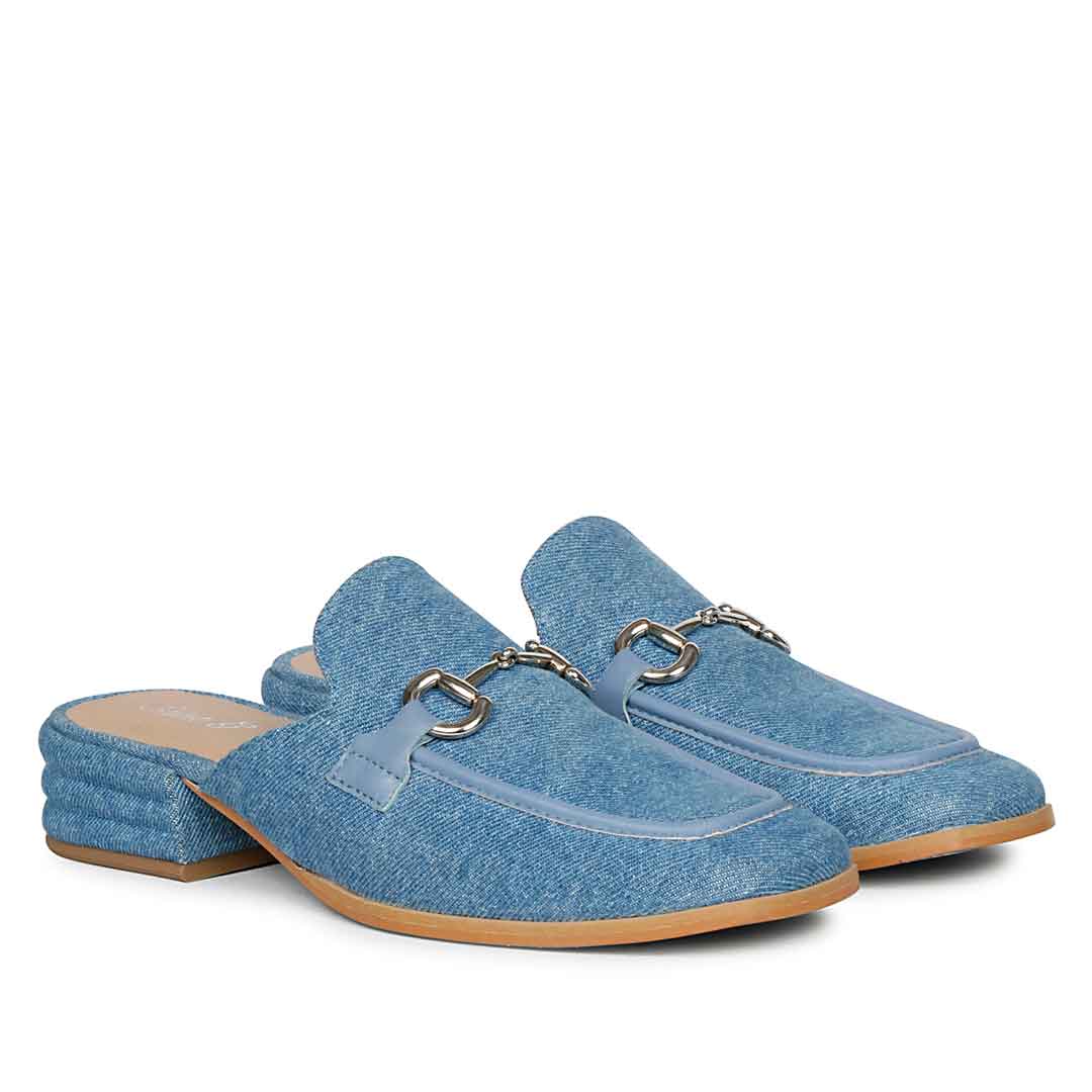 Saint Liona Denim Leather Moccasins - Image 2