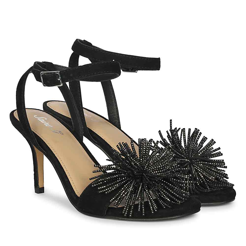 Saint Liora Black Suede Fringe Stilettos - Image 3
