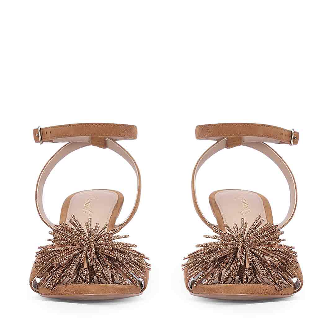 Saint Liora Tan Suede Leather Fringe Stilettos - Image 5