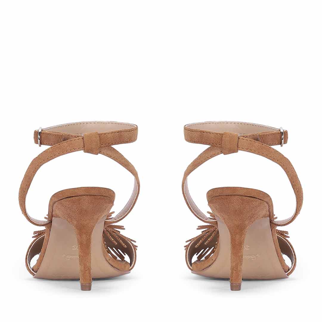 Saint Liora Tan Suede Leather Fringe Stilettos - Image 6