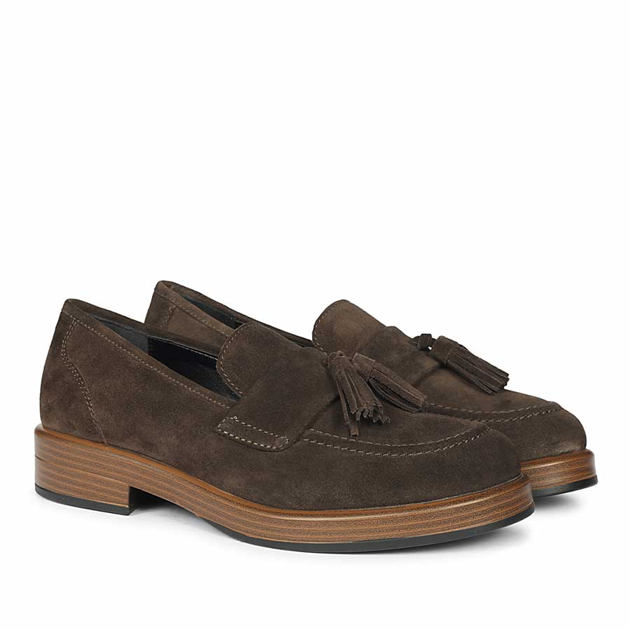 Saint Simone Brown Leather Tassel Moccasins - Image 2