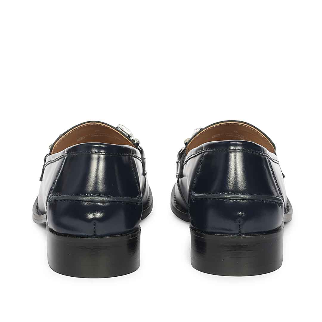 Saint Livia Crystal Horsebit Navy Abrasivato Leather Moccasins - Image 5