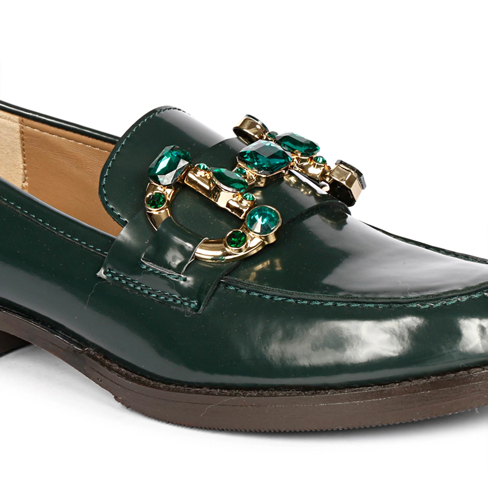 Saint Livia Green Leather Moccasins - Image 10
