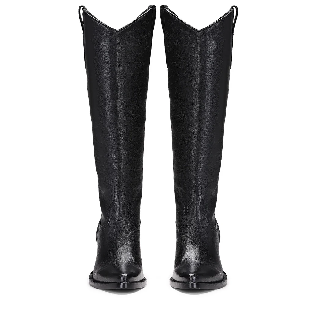 Saint Loanna Black Leather Knee High Long Boots - Image 7