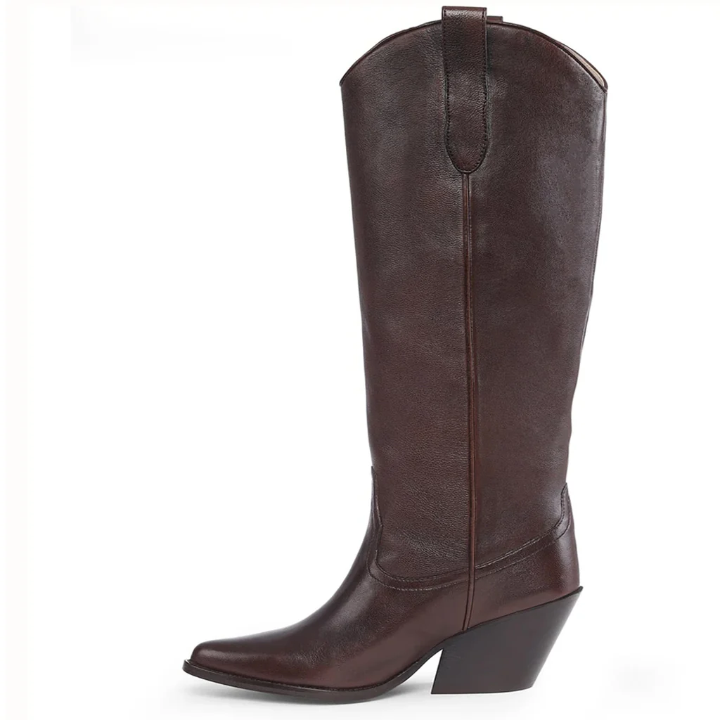 Saint Loanna Brown Leather Long Boots - Image 4