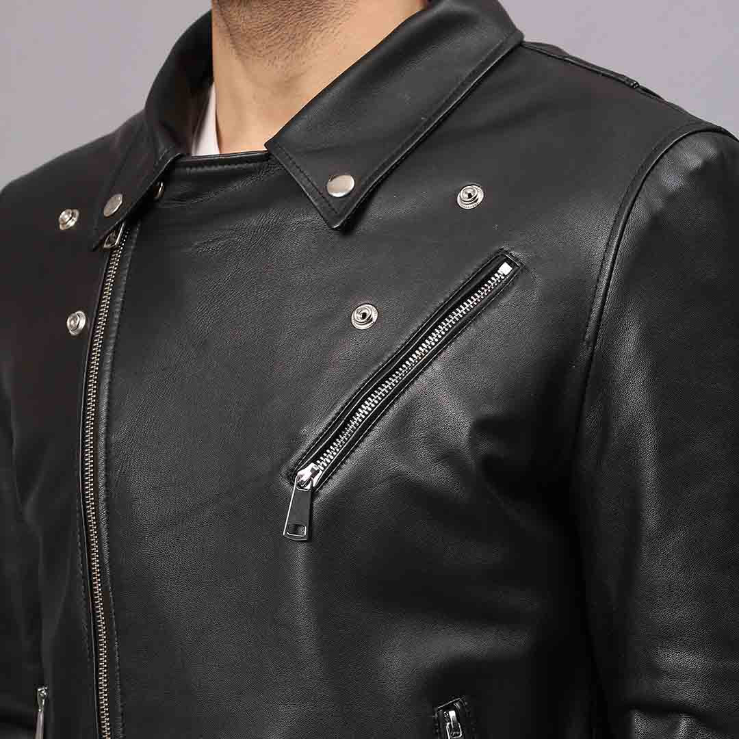 Saint Logan Men's Black Leather Biker Style Jackets - Image 6