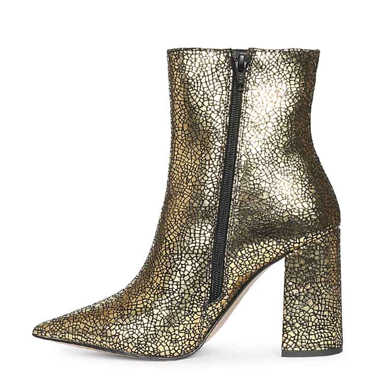 Saint Lorena Gold Metallic Leather High Ankle Boots - Image 3