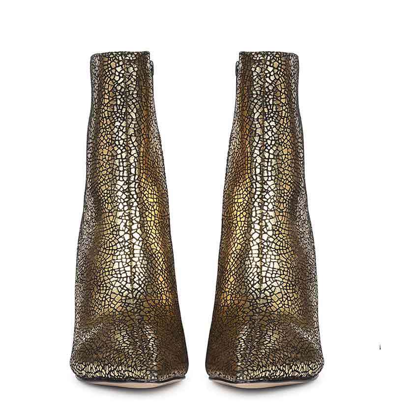 Saint Lorena Gold Metallic Leather High Ankle Boots - Image 5